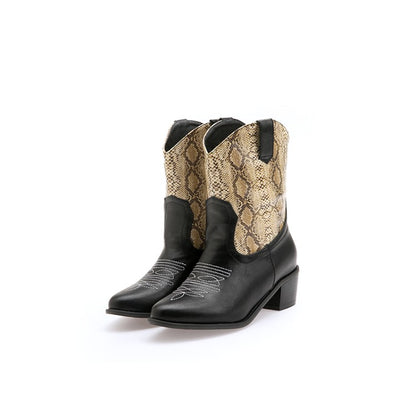 Women Printed High Heel Short Boots