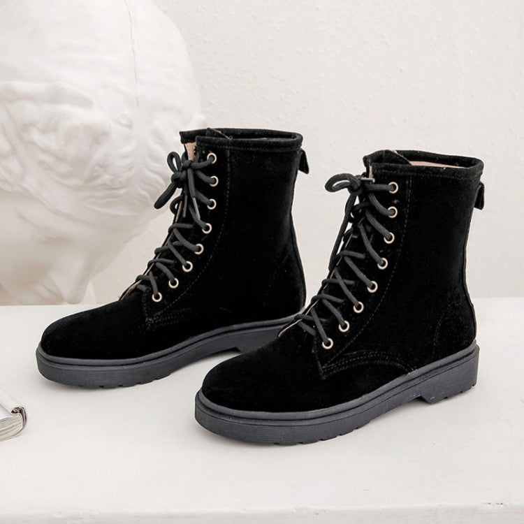 Women Lace Up Short Boots Shoes Woman