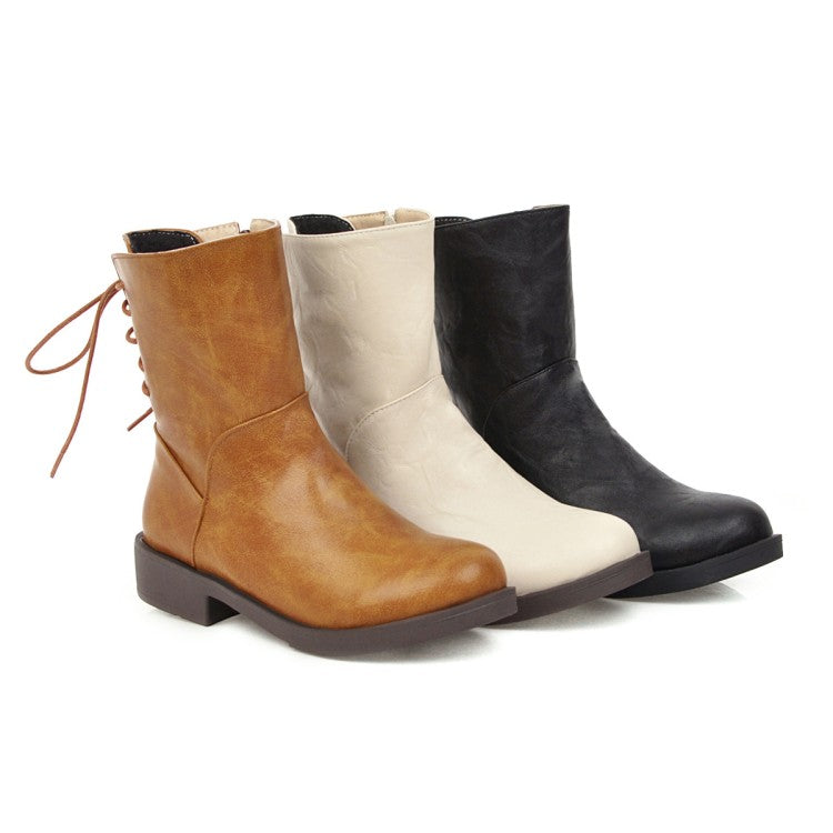 Women Low Heel Short Boots