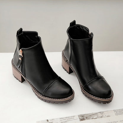 Women Zipper High Heels Short Boots Shoes Woman