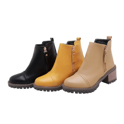 Women Zipper High Heels Short Boots Shoes Woman