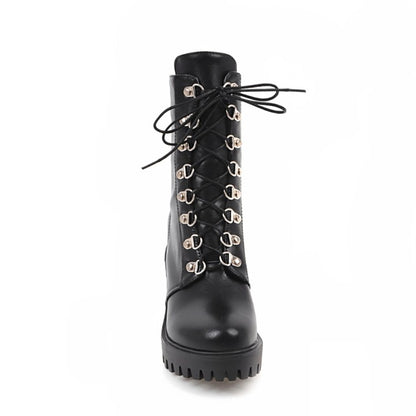 Women Block Heels Short Motorcycle Boots