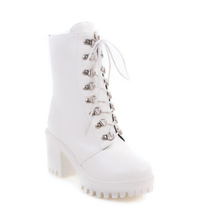 Women Block Heels Short Motorcycle Boots