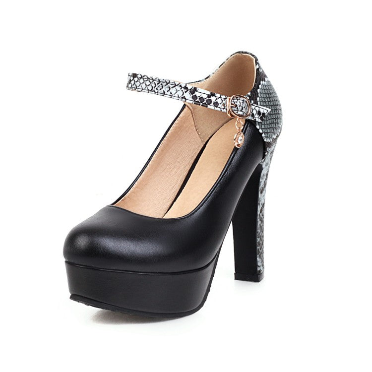 Women Ankle Strap High Heels Platform Pumps