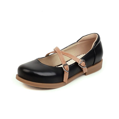 Women Buckle Belt Flats Mary Jane Shoes