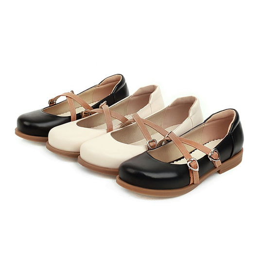 Women Buckle Belt Flats Mary Jane Shoes