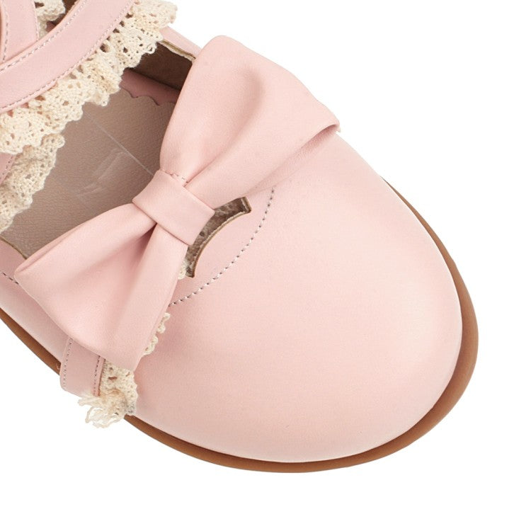 Women Bowtie Straps Flats Mary Jane Shoes