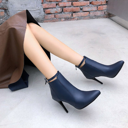 Pointed Toe Women High Heel Short Boots