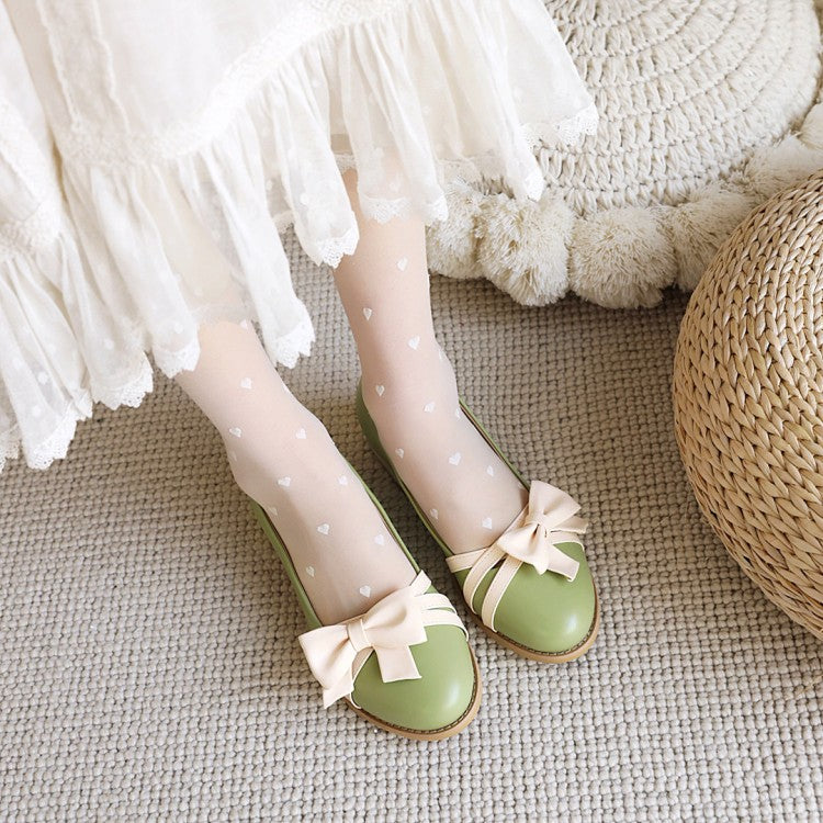 Women Bow Tie Flats Mary Jane Shoes