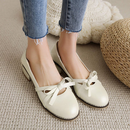 Women Knot Chunky Heels Pumps