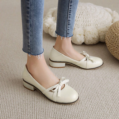 Women Knot Chunky Heels Pumps