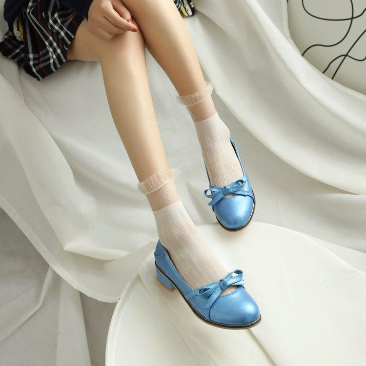 Women Knot Chunky Heels Pumps