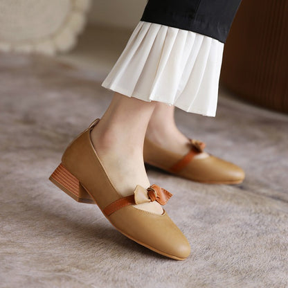 Women Bowtie Middle Heel Mary Jane Pumps