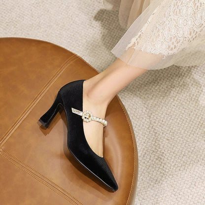 Women Mary Jane Pearl High Heel Pumps