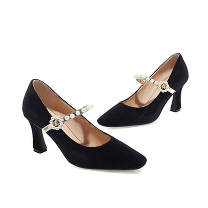 Women Mary Jane Pearl High Heel Pumps