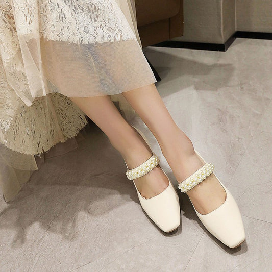 Women Faux Pearls High Heel Pumps