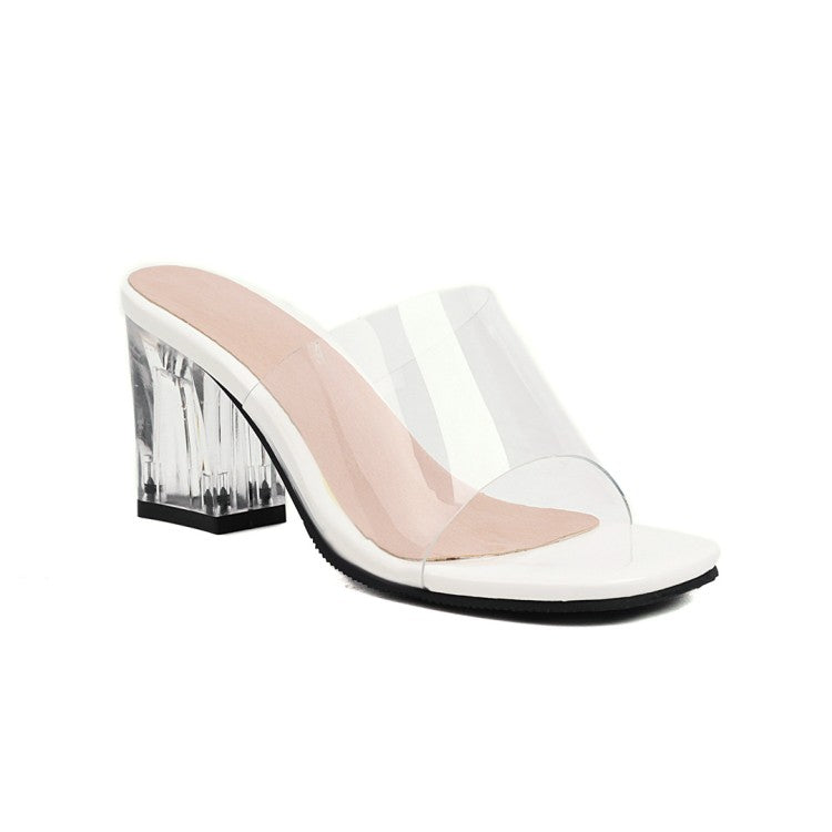 Women Crystal Chunky Heel Sandals