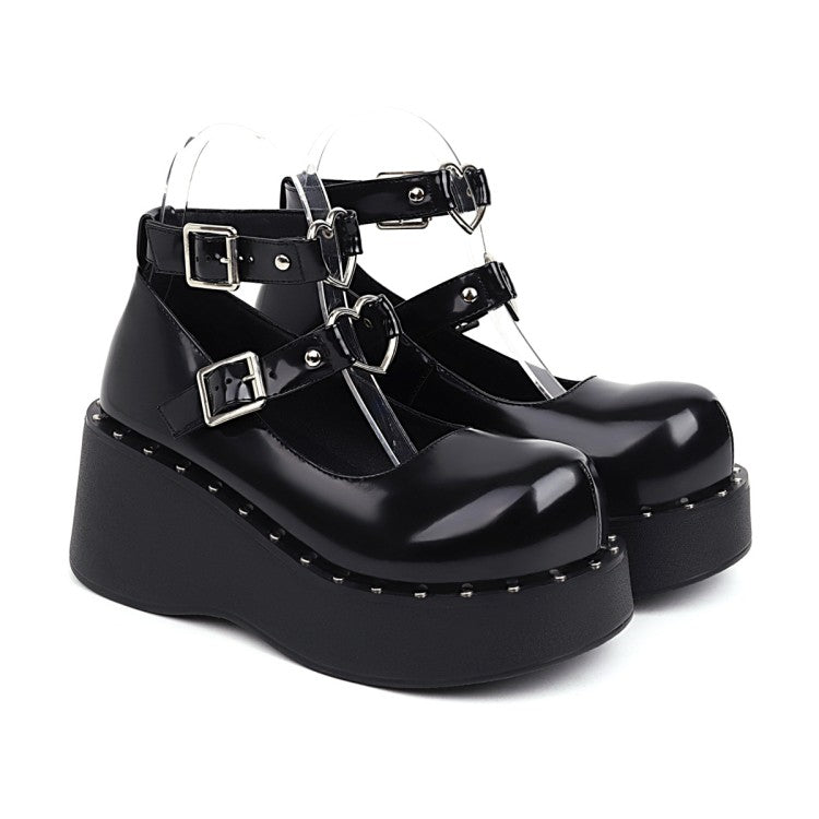 Women Love-shaped Platform Wedge Heels Shoes