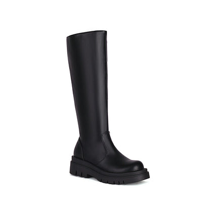 Round Toe Platform Knee High Boots for Women