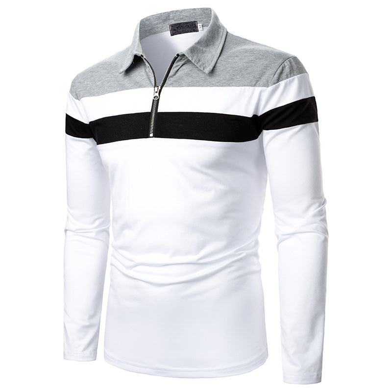 Men's Tricolor Stitched Long-sleeved Shirts