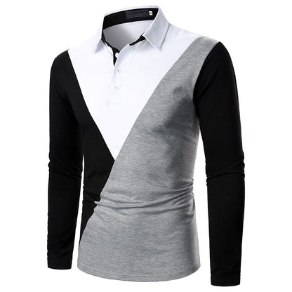 Men's Tricolor Diagonal Long Sleeve Shirts