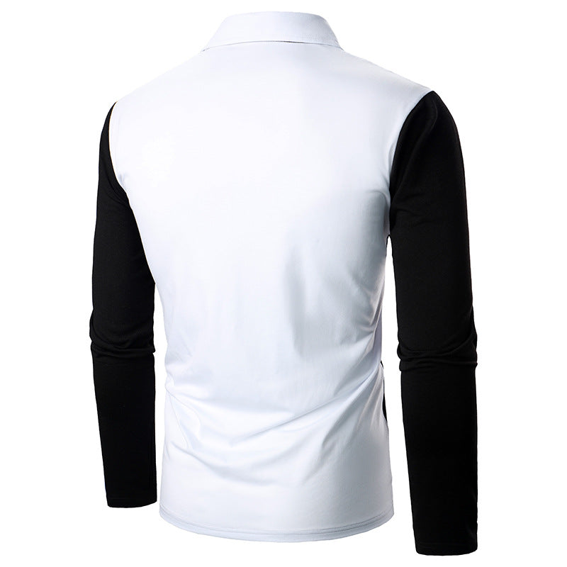 Men's Tricolor Diagonal Long Sleeve Shirts