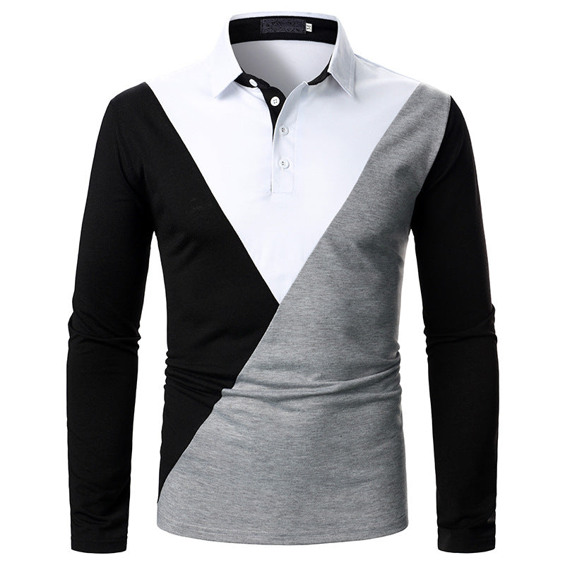 Men's Tricolor Diagonal Long Sleeve Shirts