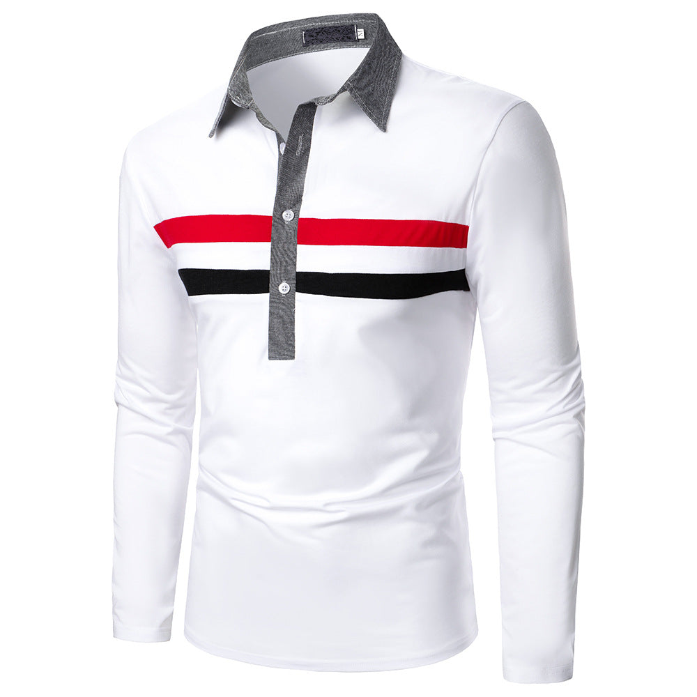 Men's Two-color Strip Long-sleeved Shirts