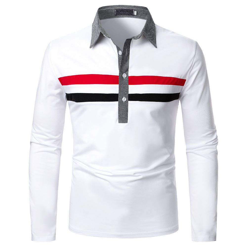 Men's Two-color Strip Long-sleeved Shirts