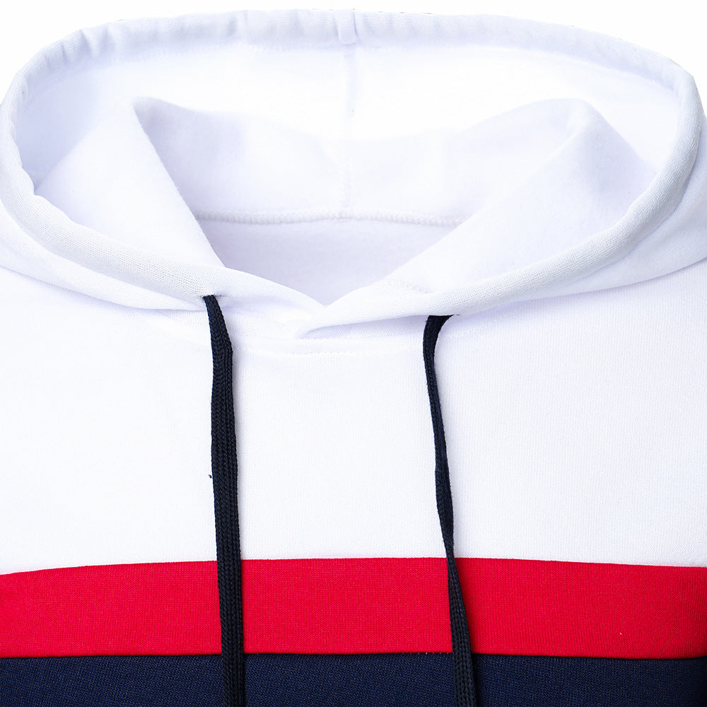 Men's Tricolor Splicing Hooded Sweaters