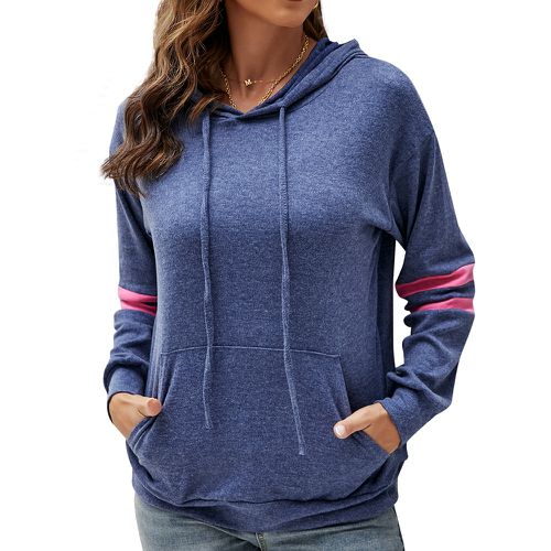 Womens Contrasting Striped Hoodie Kangaroo Pocket Sweater