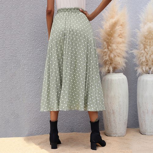 Women Polka-dot Elastic A-line Skirt