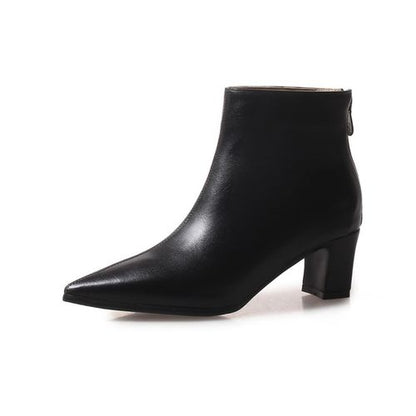 Pointed Toe Zipper Women's High Heeled Ankle Boots