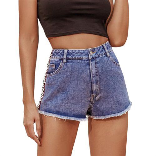 Fashion Washable All-matched Split Joint High Waist Denim Short Women Jeans