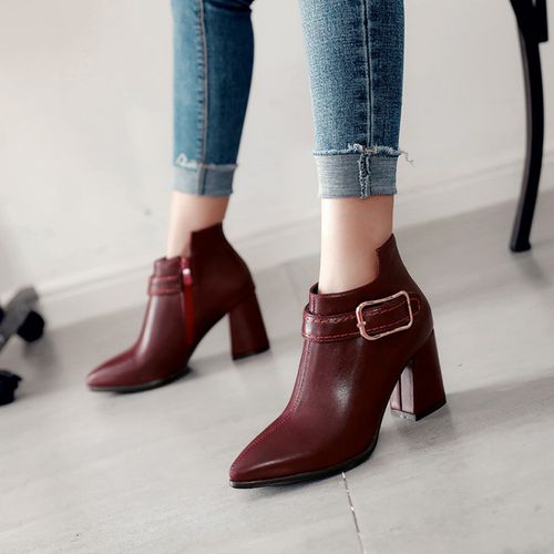 Women Pointed Toe High Heels Short Boots