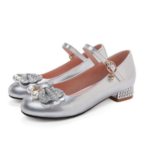 Women Pumps Sequined Mary Janes Shoes with Bowtie