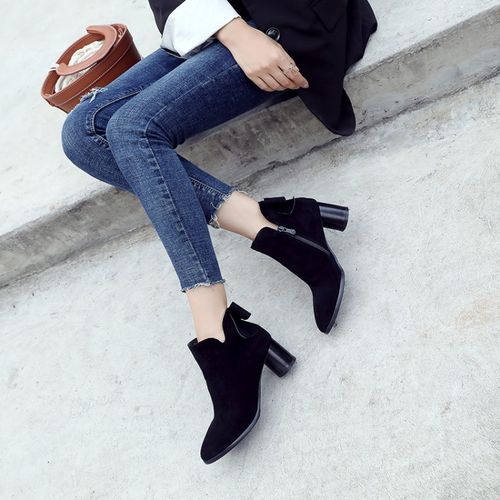 Women Bowtie High Heels Short Boots