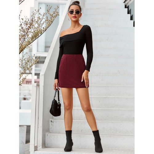 Ins Retro Fashion High Waist Corduroy Packet Buttock Short Women Skirts