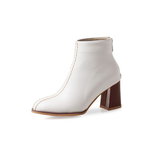 Round Toe Women's High Heeled Ankle Boots