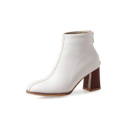 Round Toe Women's High Heeled Ankle Boots