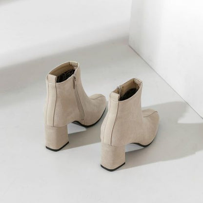 Round Toe Women's High Heeled Ankle Boots