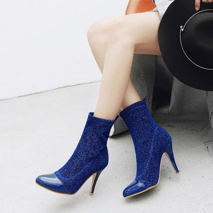 Pointed Toe Women High Heels Stiletto Heeled Short Boots