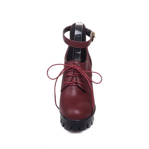 Women Lace Up Platform High Heels Shoes