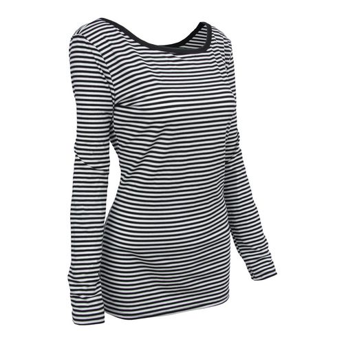 Back Cross-striped Top Spring SlimMed Down  Women T Shirts