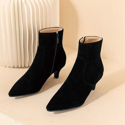 Pointed Toe Zipper Women's High Heeled Ankle Boots