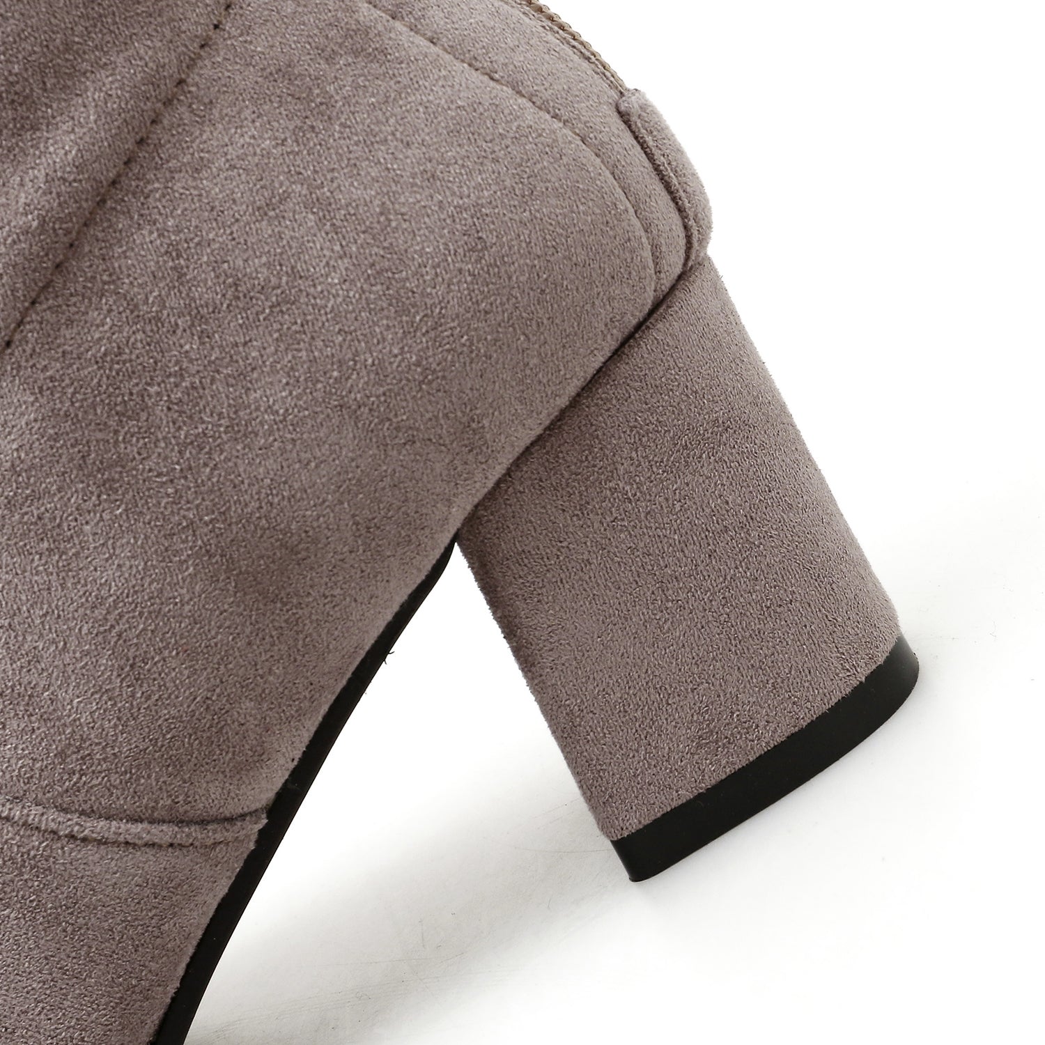 Flock High Heels Thigh High Boots Chunky Heel Pumps 1138
