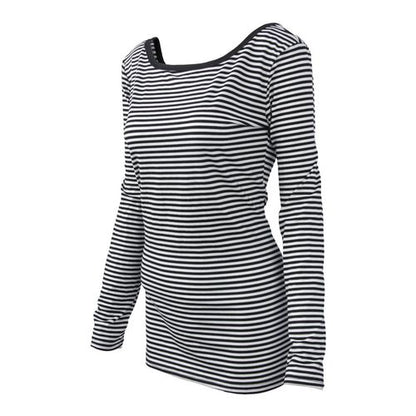 Back Cross-striped Top Spring SlimMed Down  Women T Shirts