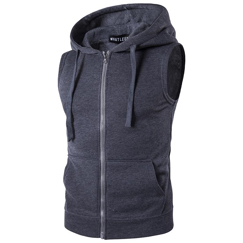 Men's Hooded Zipper Pocket Sweater Vest Blazer Vest