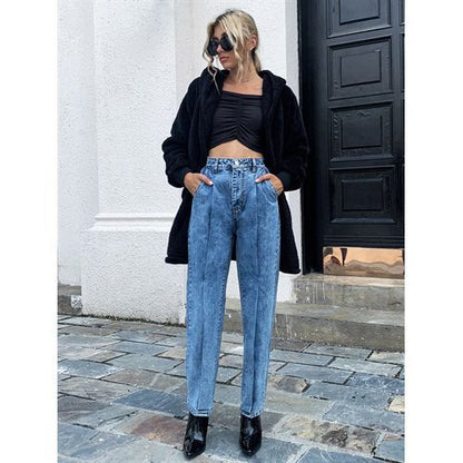 Ins Fashion Daily Loose Denim Pecile Long Women Jeans