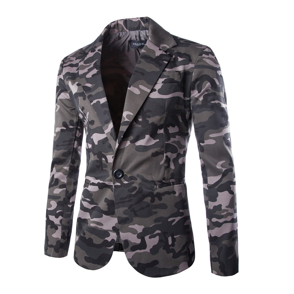 Men's Camouflage Military One Button Suits Coats
